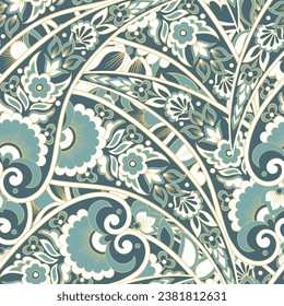 Floral Paisley Ornamental seamless vector pattern.