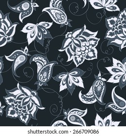 Floral Paisley Pattern. Seamless Asian Textile Background