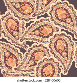 Floral Paisley Pattern. Seamless Asian Textile Background