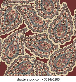 Floral Paisley Pattern. Seamless Asian Textile Background