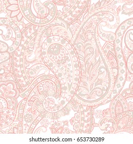 Floral Paisley Pattern. Seamless Asian Textile Background