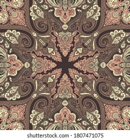 Floral paisley pattern trendy color watercolor background .Colorful watercolor painting tribal Asian style ornament amazing graphic backdrop.