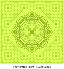 Floral paisley pattern vector border. Vintage flower ornament for scarf bandana print fabric. Olive color