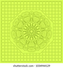 Floral paisley pattern vector border. Vintage flower ornament for scarf bandana print fabric. Olive color