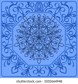 Floral paisley pattern vector illustration. Vintage flower ethnic ornament for boho bedroom textile, yoga clothing, silk scarf print.