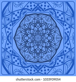 Floral paisley pattern vector illustration. Vintage flower ethnic ornament for boho bedroom textile, yoga clothing, silk scarf print.