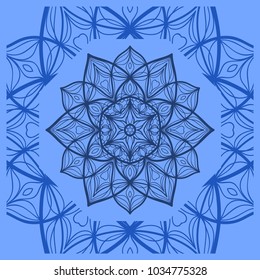 Floral paisley pattern vector illustration. Vintage flower ethnic ornament for boho bedroom textile, yoga clothing, silk scarf print.