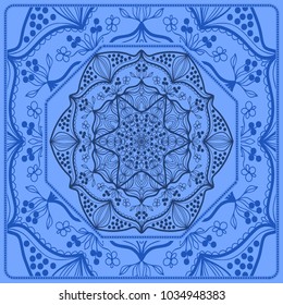 Floral paisley pattern vector illustration. Vintage flower ethnic ornament for boho bedroom textile, yoga clothing, silk scarf print.