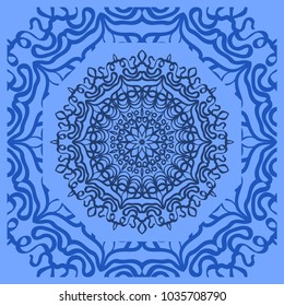 Floral paisley pattern vector illustration. Vintage flower ethnic ornament for boho bedroom textile, yoga clothing, silk scarf print.