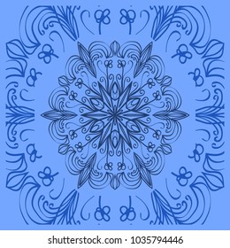 Floral paisley pattern vector illustration. Vintage flower ethnic ornament for boho bedroom textile, yoga clothing, silk scarf print.