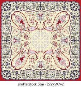 Floral paisley scarf design