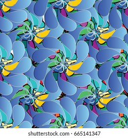 Floral paisley seamless pattern background wallpaper illustration with vintage light blue 3d beautiful paisley flowers and stylish luxury ornaments. Vector modern 3d  texture for fabric