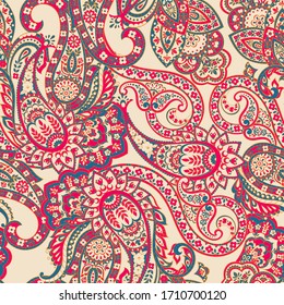 Blumenpaisley nahtloses Muster. Damast-Vektorillustration-Hintergrund