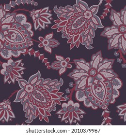 Floral paisley seamless pattern. damask vector background