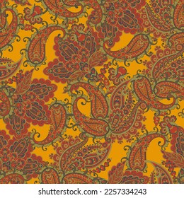 Floral paisley seamless pattern. damask vector background