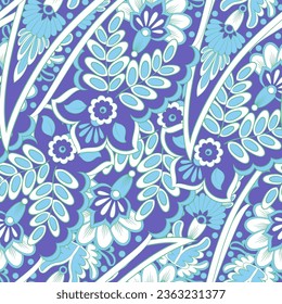 Floral paisley seamless pattern. Damask colorful vector textile background