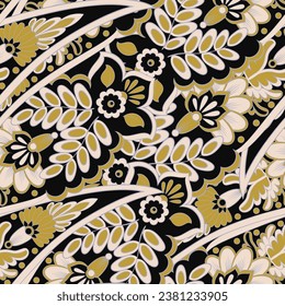 Floral paisley seamless pattern. Damask colorful vector textile background