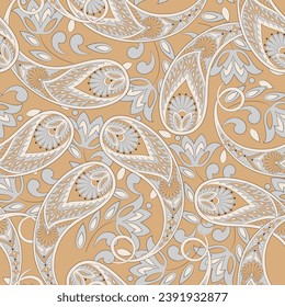 Floral paisley seamless pattern. damask vector background