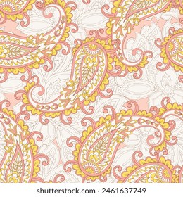 Floral paisley seamless pattern. damask vector background

