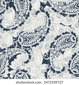 Floral Paisley nahtloses Muster. Damast Vektorgrafik Hintergrund

