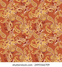 Floral paisley seamless pattern. damask vector background