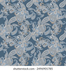 Floral paisley seamless pattern. damask vector background