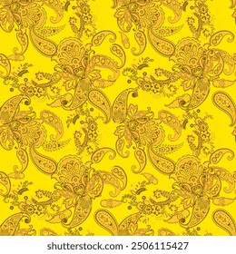 Floral paisley seamless pattern. damask vector background