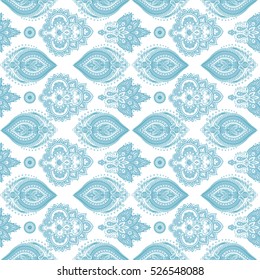 Floral paisley seamless pattern. Vector illustration in Asian textile style