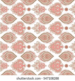 Floral paisley seamless pattern. Vector illustration in Asian textile style