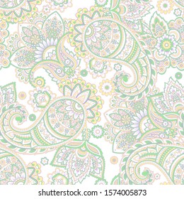 Floral Paisley seamless vector pattern. Vintage background in batik style