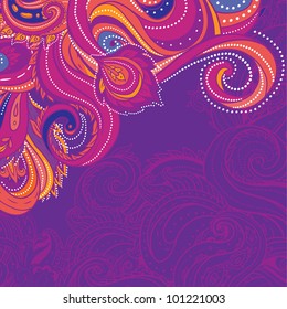 Floral paisley vector colorful ornate frame