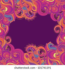Floral paisley vector colorful ornate frame