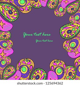 Floral paisley vector colorful ornate frame