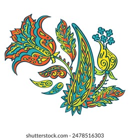 Floral Paisley vector design. Damask isolated motif.