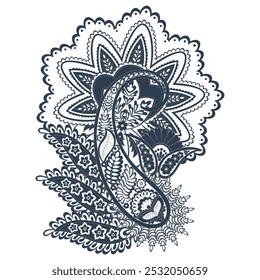 Floral Paisley vector design. Damask isolated motif.