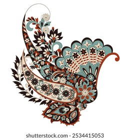 Floral Paisley vector design. Damask isolated motif.