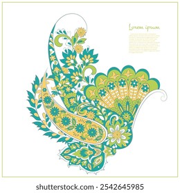 Floral Paisley vector design. Damask isolated motif.