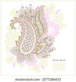 Floral Paisley vector design. Damask isolated motif.