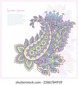 Floral Paisley vector design. Damask isolated motif.