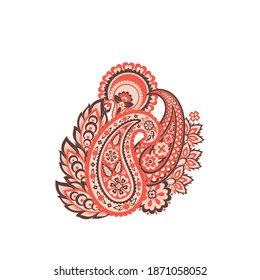Patrón vector Paisley floral. Ornamento aislado de Damask