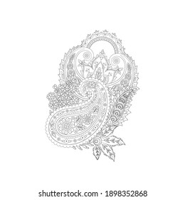 Floral Paisley vector pattern. Damask Isolated ornamentv
