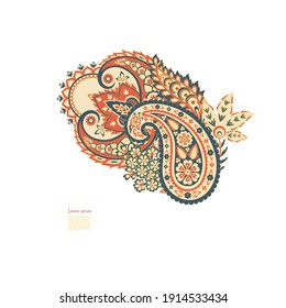 Floral Paisley vector pattern. Damask Isolated ornamentv
