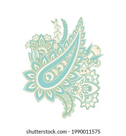 Patrón vector Paisley floral. Ornamento aislado de Damask