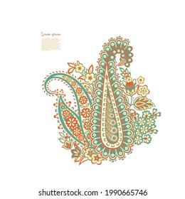 Floral Paisley vector pattern. Damask Isolated ornament