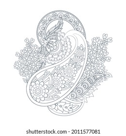 Floral Paisley vector pattern. Damask Isolated ornament