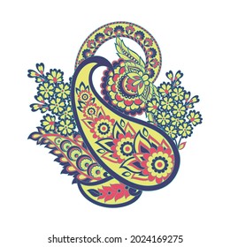 Floral Paisley vector pattern. Damask Isolated ornament