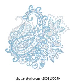 Patrón vector Paisley floral. Ornamento aislado de Damask