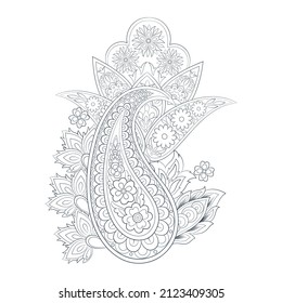 Patrón vector Paisley floral. Ornamento aislado de Damask