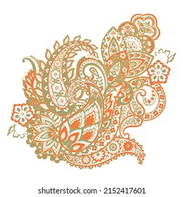 Blumenpaisley, Vektormuster. Damast einzeln verzierte Ornamente