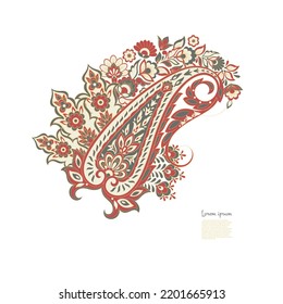 Patrón vector Paisley floral. Ornamento aislado de Damask
